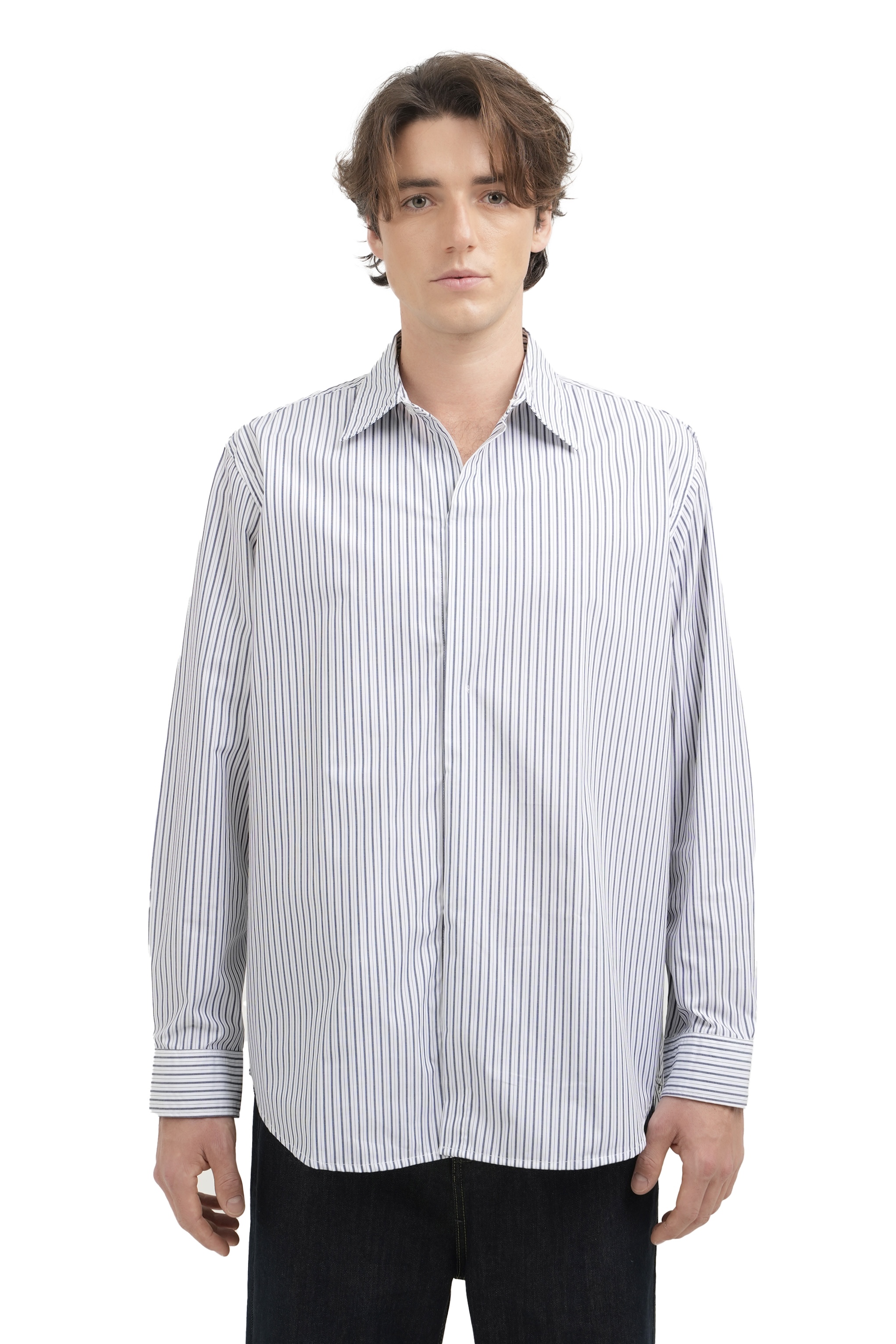 SHAW SHIRT - NAVY STRIPED